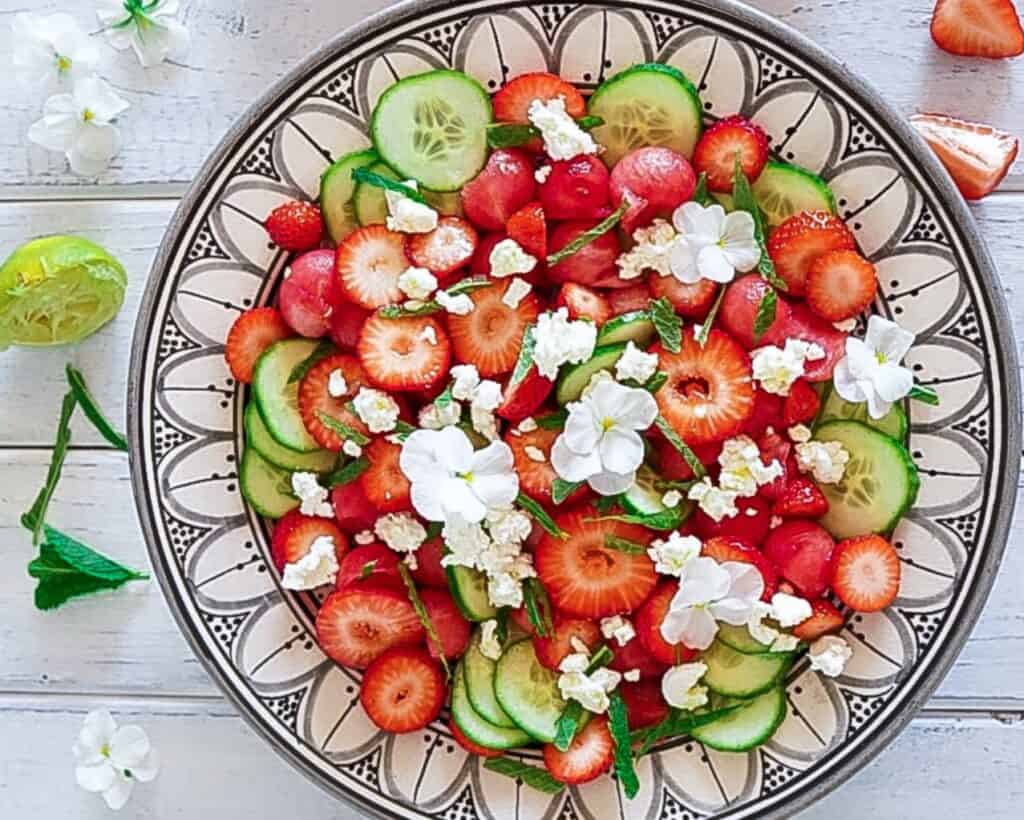 Sommersalat med jordbær og vandmelon