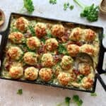 Kartoffelfad med italienske kødboller