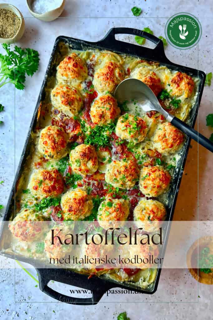 Kartoffelfad med italienske kødboller