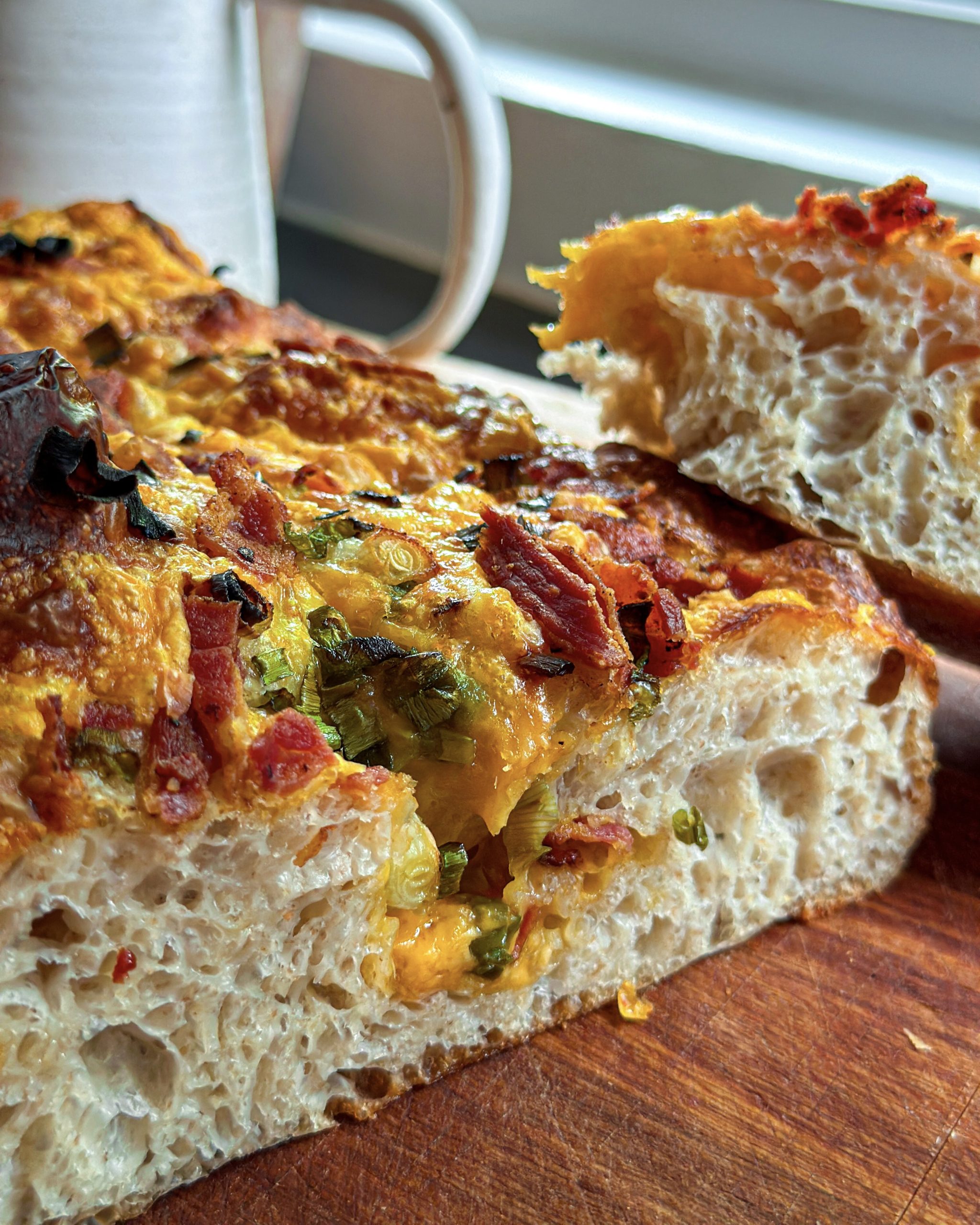 Foccacia brød med ost og bacon