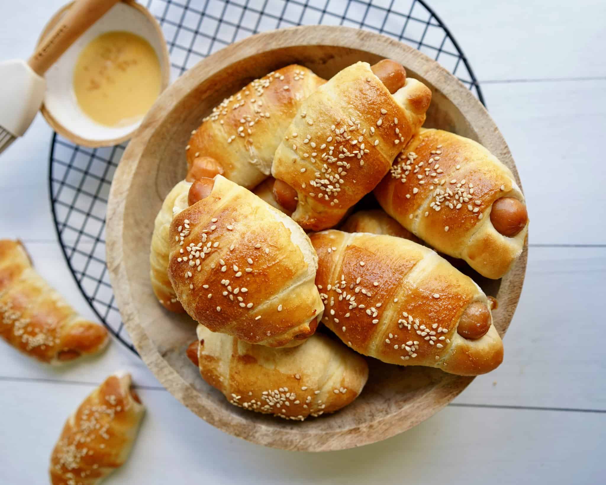 Pølsehorn - opskrift på bløde og luftige pølsehorn