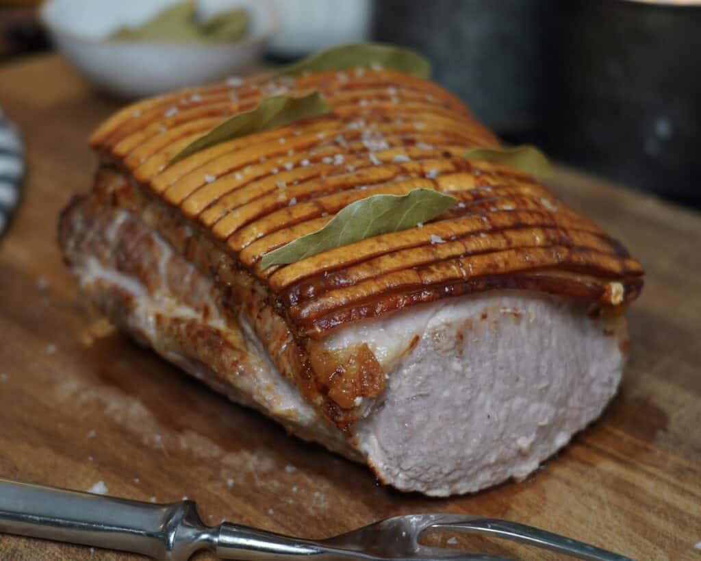 Flæskesteg med sprød svær tilberedt i airfryer