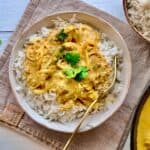 Butter chicken - hjemmelavet butter chicken serveret med ris