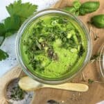 Green Goddess Dressing - Hjemmelavet grøn dressing med avocado og spinat.