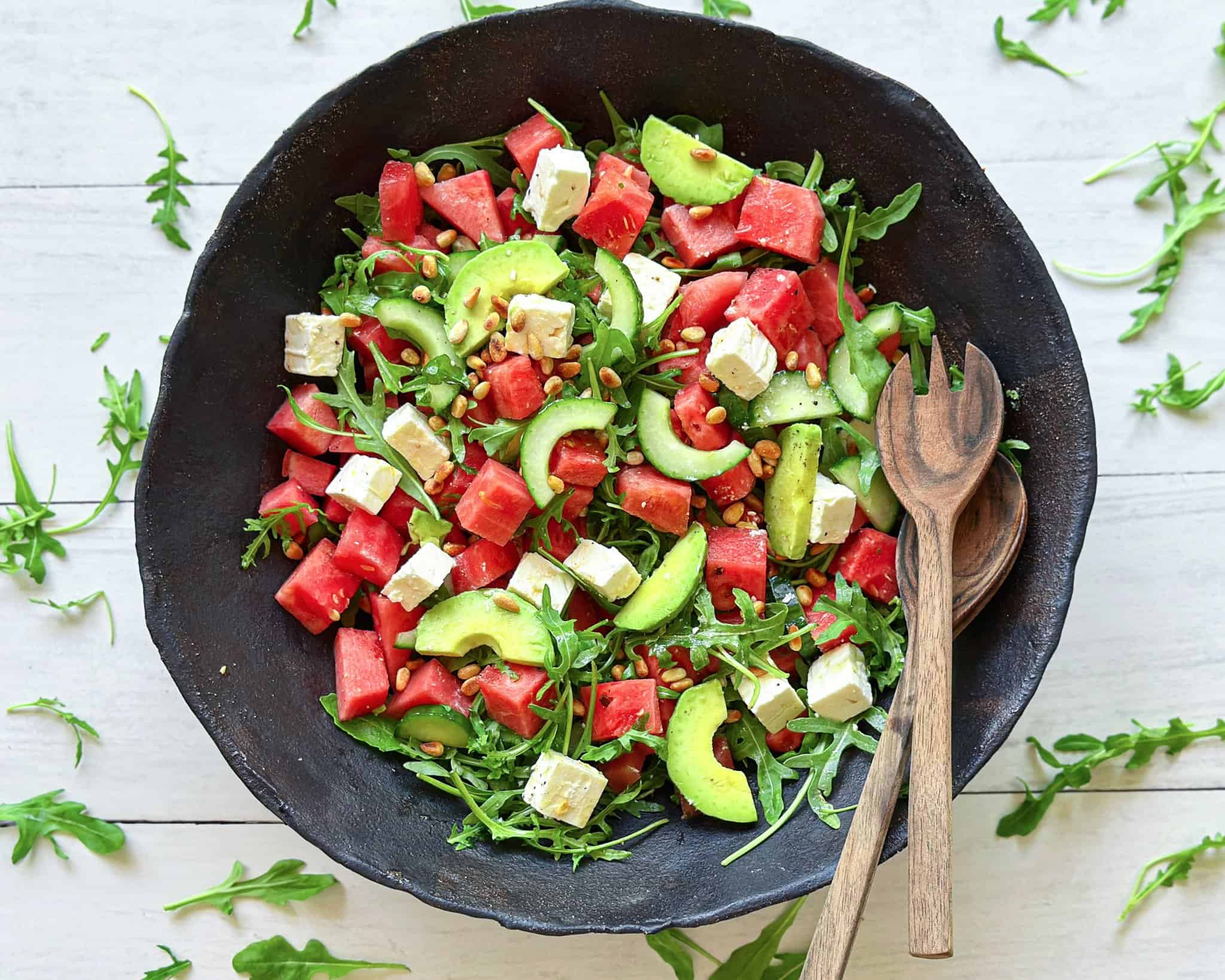 Vandmelonsalat - Hjemmelavet vandmelonsalat med avocado og feta