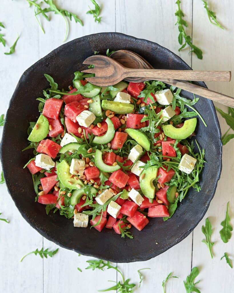Vandmelonsalat med feta - Hjemmelavet vandmelonsalat med avocado og feta