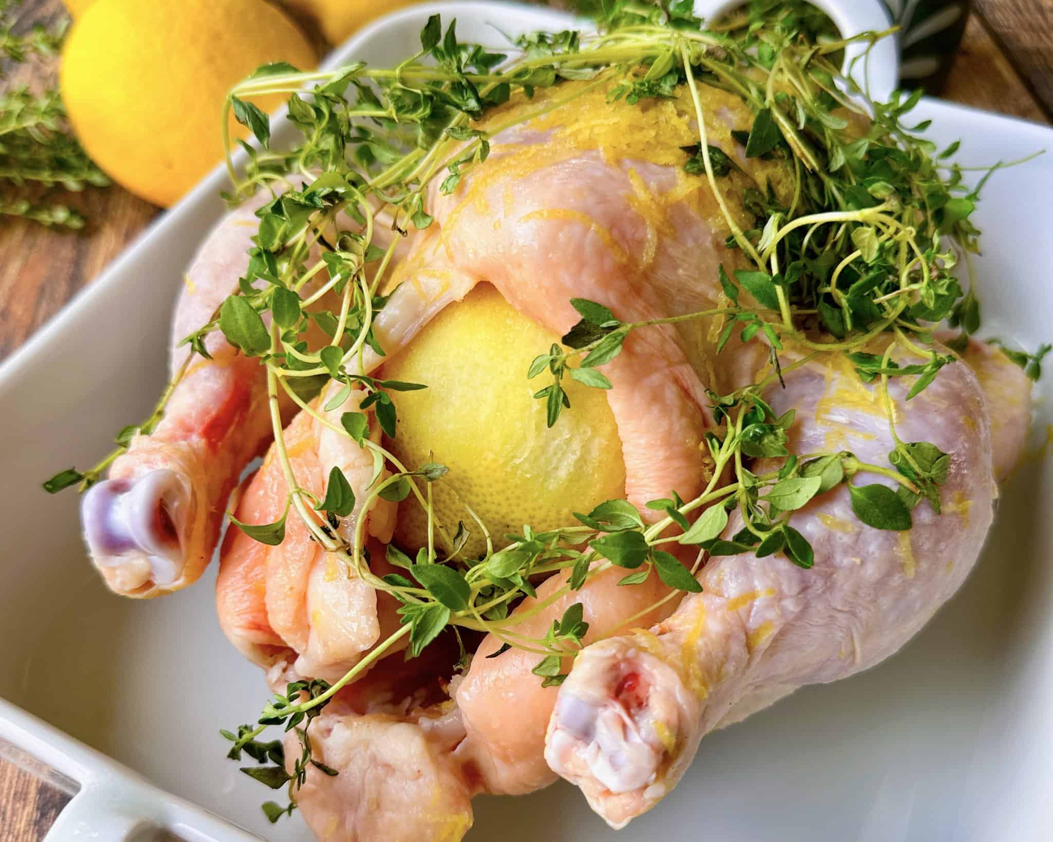 Citronkylling - Hel kylling med citron tilberedt i ovn eller airfryer.