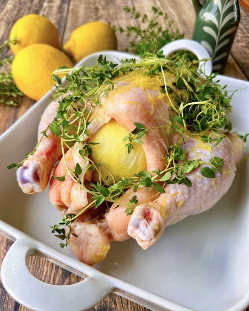 Citronkylling - Hel kylling med citron tilberedt i ovn eller airfryer.