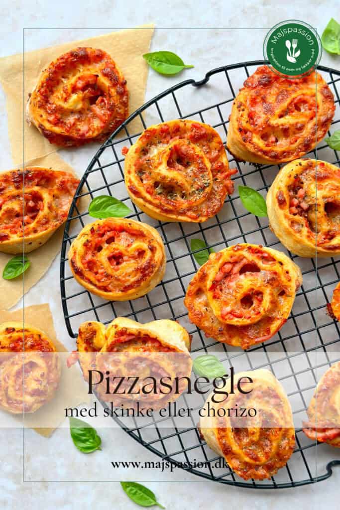 Pizzasnegle - hjemmelavede pizzasnegle med skinke eller chorizo