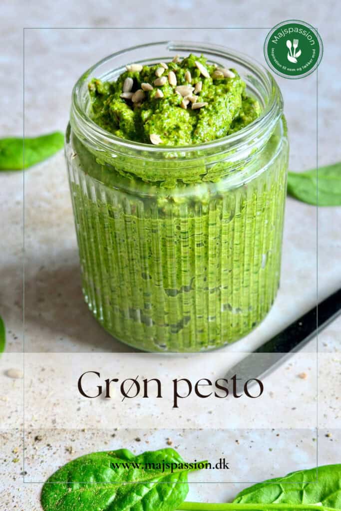 Grøn pesto - hjemmelavet pesto med spinat, basilikum eller andet grønt.