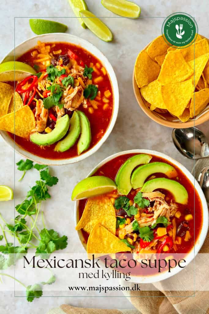 Tacosuppe - fyldig og krydret mexicansk suppe med med kylling.