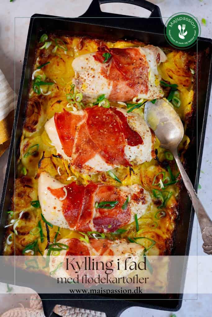 Kylling i fad med cremede flødekartofler