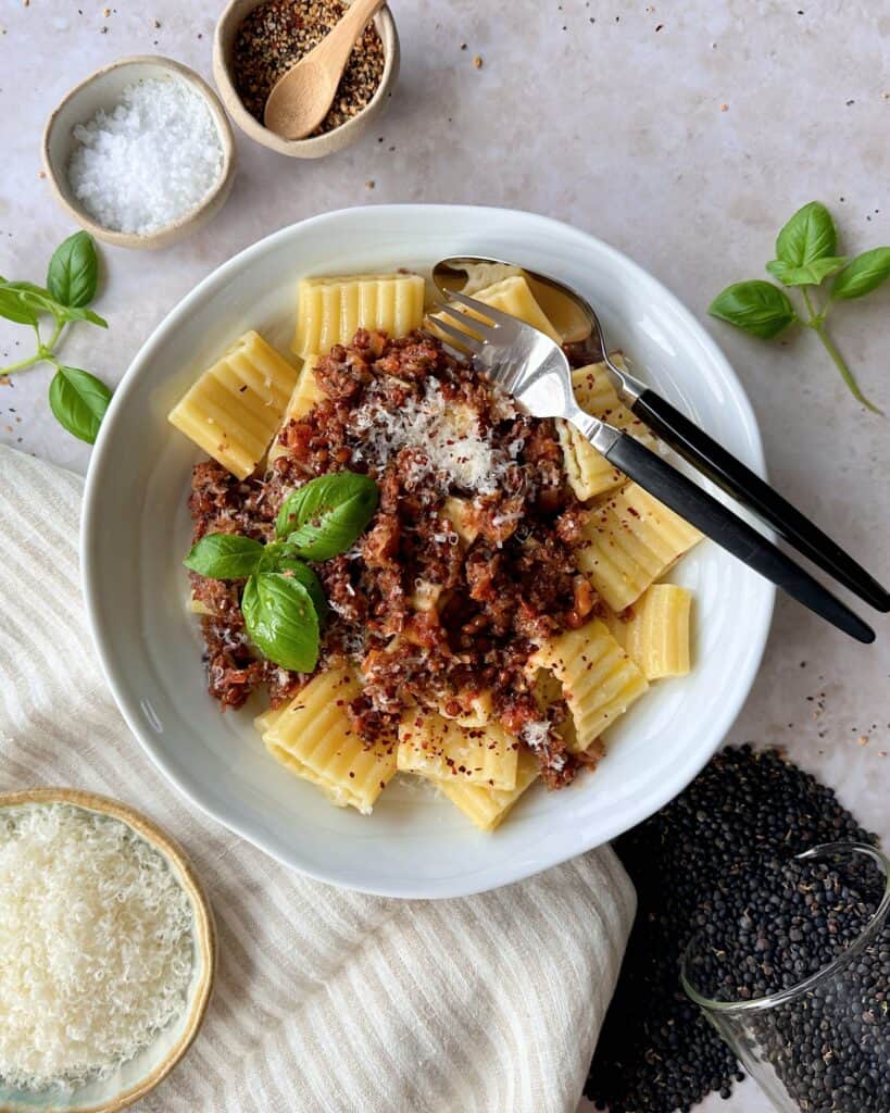 Beluga Bolognese - Vegetarisk bolognese med beluga linser.