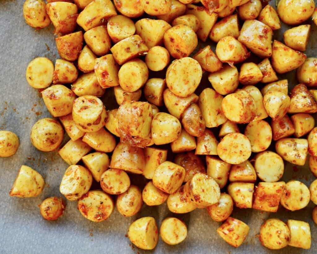 Ovnbagte kartofler til kartoffelsalat - Majspassion